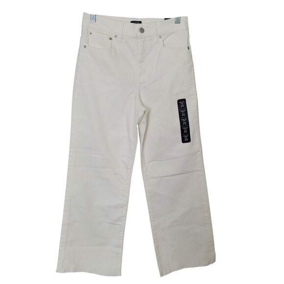 J.Crew Wide-Leg Cropped Jean Womens Size 25 Seashell White All-Day Stretch NWT - Picture 1 of 8